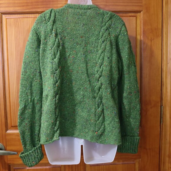 Su-Zen Vintage Green Wool Cable-Knit Cardigan Sweater Fairycore USA Size 2 - Picture 11 of 15